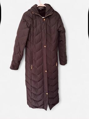 Ellen Tracy Long Quilted Puffer Coat in black